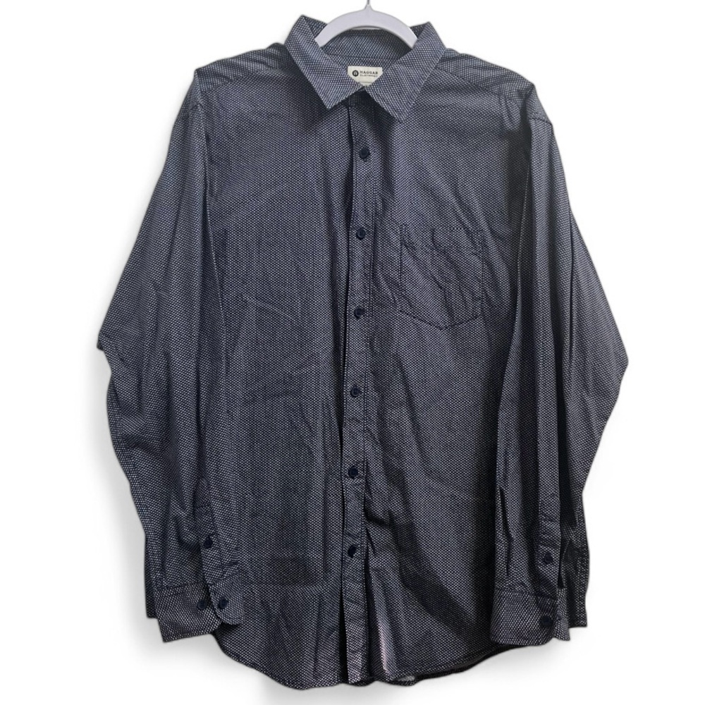 Haggar Clothing Button-Up Long Sleeve Shirt Blue Men's Size Large